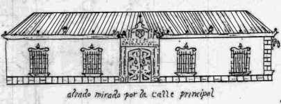 Dibujo mostrando la fachada principal de la Caxa Real como fue diseñada originalmente  por el arquitecto